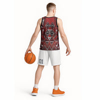 Aotearoa Te Arawa Basketball Jersey Maori Tribal Dark Red Paua Shell Pattern DT05 - Polynesian Pride