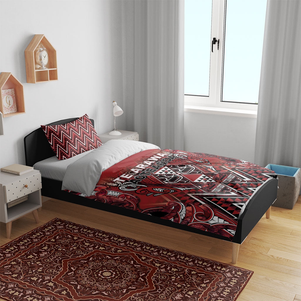 Aotearoa Te Arawa Bedding Set Maori Tribal Dark Red Paua Shell Pattern DT05 - Polynesian Pride