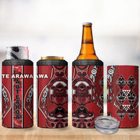 Aotearoa Te Arawa 4 in 1 Can Cooler Tumbler Maori Tribal Dark Red Paua Shell Pattern DT05 - Polynesian Pride
