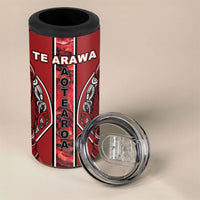 Aotearoa Te Arawa 4 in 1 Can Cooler Tumbler Maori Tribal Dark Red Paua Shell Pattern DT05 - Polynesian Pride
