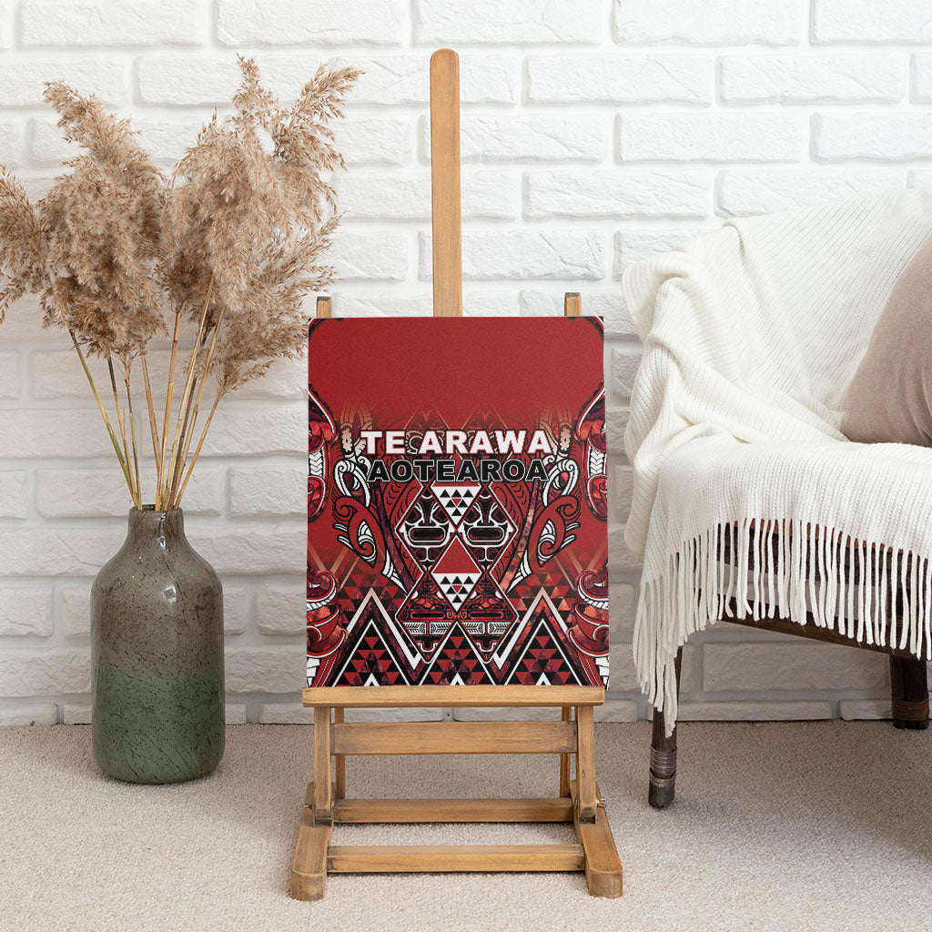 Aotearoa Te Arawa Canvas Wall Art Maori Tribal Dark Red Paua Shell Pattern DT05 - Polynesian Pride
