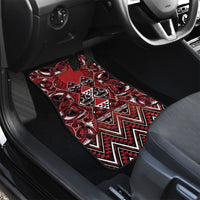 Aotearoa Te Arawa Car Mats Maori Tribal Dark Red Paua Shell Pattern DT05 - Polynesian Pride