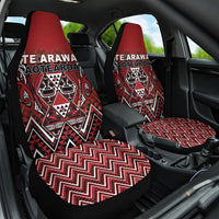 Aotearoa Te Arawa Car Seat Cover Maori Tribal Dark Red Paua Shell Pattern DT05 One Size Red - Polynesian Pride
