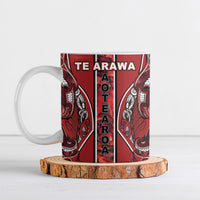 Aotearoa Te Arawa Ceramic Mug Maori Tribal Dark Red Paua Shell Pattern DT05 Red - Polynesian Pride