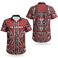 Aotearoa Te Arawa Couples Matching Long Sleeve Bodycon Dress and Hawaiian Shirt Maori Tribal Dark Red Paua Shell Pattern DT05 - Polynesian Pride