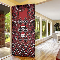 Aotearoa Te Arawa Door Cover Maori Tribal Dark Red Paua Shell Pattern DT05 - Polynesian Pride