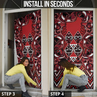 Aotearoa Te Arawa Door Cover Maori Tribal Dark Red Paua Shell Pattern DT05 - Polynesian Pride