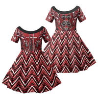 Aotearoa Te Arawa Family Matching Summer Maxi Dress and Hawaiian Shirt Maori Tribal Dark Red Paua Shell Pattern DT05 Daughter's Dress Red - Polynesian Pride