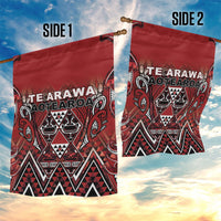 Aotearoa Te Arawa Garden Flag Maori Tribal Dark Red Paua Shell Pattern DT05 - Polynesian Pride