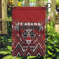 Aotearoa Te Arawa Garden Flag Maori Tribal Dark Red Paua Shell Pattern DT05 Garden Flag Red - Polynesian Pride