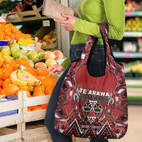 Aotearoa Te Arawa Grocery Bag Maori Tribal Dark Red Paua Shell Pattern DT05 - Polynesian Pride