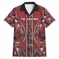 Aotearoa Te Arawa Hawaiian Shirt Maori Tribal Dark Red Paua Shell Pattern DT05 Red - Polynesian Pride