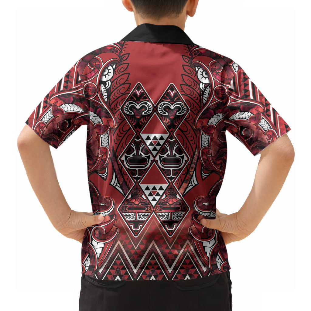 Aotearoa Te Arawa Hawaiian Shirt Maori Tribal Dark Red Paua Shell Pattern DT05 - Polynesian Pride