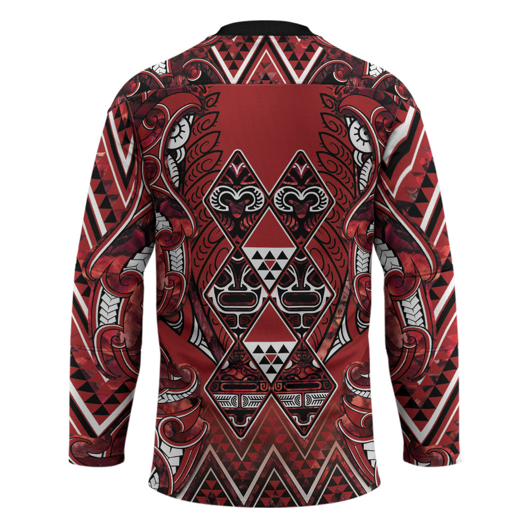 Aotearoa Te Arawa Hockey Jersey Maori Tribal Dark Red Paua Shell Pattern DT05 - Polynesian Pride