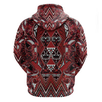 Aotearoa Te Arawa Hoodie Maori Tribal Dark Red Paua Shell Pattern DT05 - Polynesian Pride