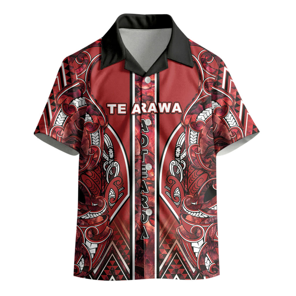 Aotearoa Te Arawa Kid Hawaiian Shirt Maori Tribal Dark Red Paua Shell Pattern DT05 - Polynesian Pride