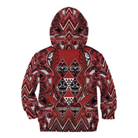 Aotearoa Te Arawa Kid Hoodie Maori Tribal Dark Red Paua Shell Pattern DT05 - Polynesian Pride