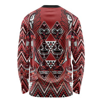 Aotearoa Te Arawa Long Sleeve Shirt Maori Tribal Dark Red Paua Shell Pattern DT05 - Polynesian Pride