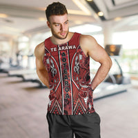 Aotearoa Te Arawa Men Tank Top Maori Tribal Dark Red Paua Shell Pattern DT05 Red - Polynesian Pride