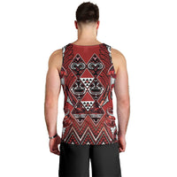 Aotearoa Te Arawa Men Tank Top Maori Tribal Dark Red Paua Shell Pattern DT05 - Polynesian Pride
