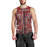 Aotearoa Te Arawa Men Tank Top Maori Tribal Dark Red Paua Shell Pattern DT05 - Polynesian Pride