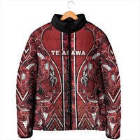 Aotearoa Te Arawa Padded Jacket Maori Tribal Dark Red Paua Shell Pattern DT05 - Polynesian Pride