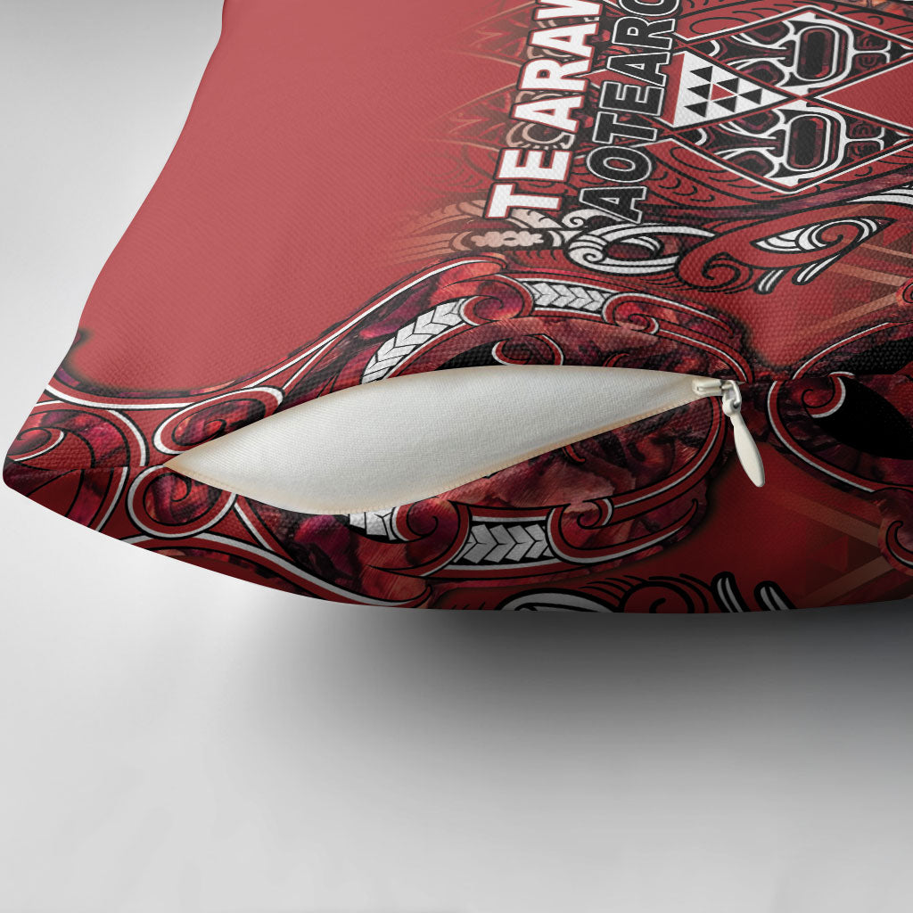 Aotearoa Te Arawa Pillow Cover Maori Tribal Dark Red Paua Shell Pattern DT05 - Polynesian Pride