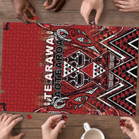 Aotearoa Te Arawa Puzzle Maori Tribal Dark Red Paua Shell Pattern DT05 - Polynesian Pride