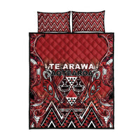 Aotearoa Te Arawa Quilt Bed Set Maori Tribal Dark Red Paua Shell Pattern DT05 - Polynesian Pride