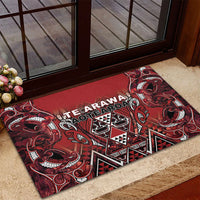 Aotearoa Te Arawa Rubber Doormat Maori Tribal Dark Red Paua Shell Pattern DT05 - Polynesian Pride