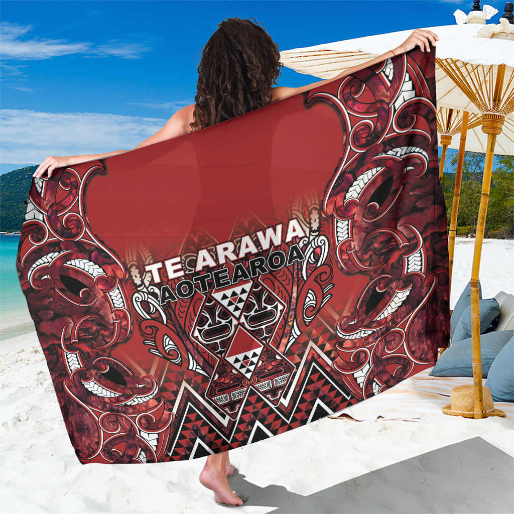 Aotearoa Te Arawa Sarong Maori Tribal Dark Red Paua Shell Pattern DT05 One Size 44 x 66 inches Red - Polynesian Pride
