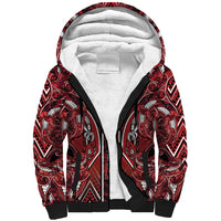 Aotearoa Te Arawa Sherpa Hoodie Maori Tribal Dark Red Paua Shell Pattern DT05 Unisex Red - Polynesian Pride