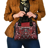 Aotearoa Te Arawa Shoulder Handbag Maori Tribal Dark Red Paua Shell Pattern DT05 - Polynesian Pride