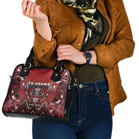 Aotearoa Te Arawa Shoulder Handbag Maori Tribal Dark Red Paua Shell Pattern DT05 - Polynesian Pride