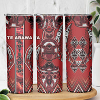 Aotearoa Te Arawa Skinny Tumbler Maori Tribal Dark Red Paua Shell Pattern DT05 - Polynesian Pride