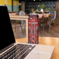 Aotearoa Te Arawa Skinny Tumbler Maori Tribal Dark Red Paua Shell Pattern DT05 - Polynesian Pride