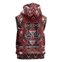 Aotearoa Te Arawa Sleeveless Hoodie Maori Tribal Dark Red Paua Shell Pattern DT05 - Polynesian Pride
