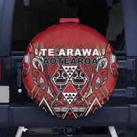 Aotearoa Te Arawa Spare Tire Cover Maori Tribal Dark Red Paua Shell Pattern DT05 No hole Red - Polynesian Pride
