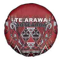 Aotearoa Te Arawa Spare Tire Cover Maori Tribal Dark Red Paua Shell Pattern DT05 - Polynesian Pride