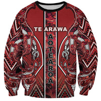 Aotearoa Te Arawa Sweatshirt Maori Tribal Dark Red Paua Shell Pattern DT05 Unisex Red - Polynesian Pride