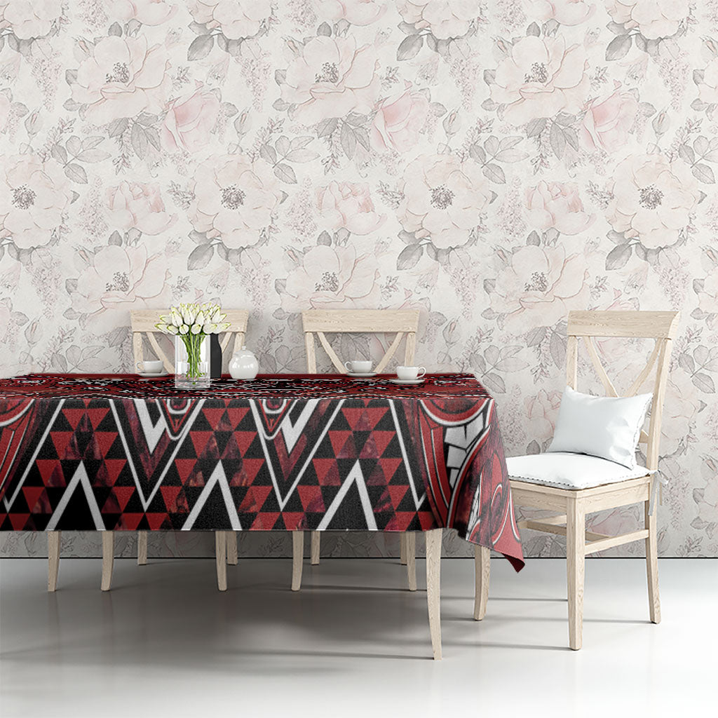 Aotearoa Te Arawa Tablecloth Maori Tribal Dark Red Paua Shell Pattern DT05 - Polynesian Pride
