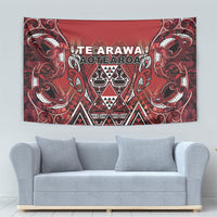 Aotearoa Te Arawa Tapestry Maori Tribal Dark Red Paua Shell Pattern DT05 - Polynesian Pride