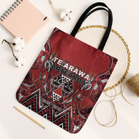 Aotearoa Te Arawa Tote Bag Maori Tribal Dark Red Paua Shell Pattern DT05 Black Strap One Size Red - Polynesian Pride