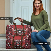 Aotearoa Te Arawa Travel Bag Maori Tribal Dark Red Paua Shell Pattern DT05 - Polynesian Pride