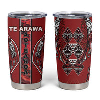 Aotearoa Te Arawa Tumbler Cup Maori Tribal Dark Red Paua Shell Pattern DT05 Red - Polynesian Pride