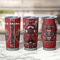 Aotearoa Te Arawa Tumbler Cup Maori Tribal Dark Red Paua Shell Pattern DT05 - Polynesian Pride