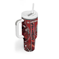 Aotearoa Te Arawa Tumbler With Handle Maori Tribal Dark Red Paua Shell Pattern DT05 - Polynesian Pride
