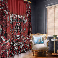 Aotearoa Te Arawa Window Curtain Maori Tribal Dark Red Paua Shell Pattern DT05 - Polynesian Pride