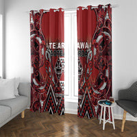 Aotearoa Te Arawa Window Curtain Maori Tribal Dark Red Paua Shell Pattern DT05 With Grommets Red - Polynesian Pride