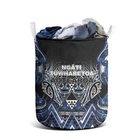 Aotearoa Tuwharetoa Laundry Basket Maori Tribal Navy Paua Shell Pattern DT05 - Polynesian Pride